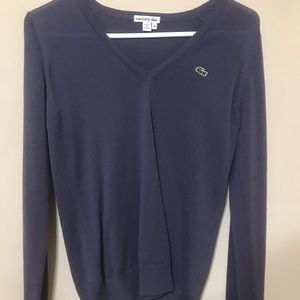 Purple Lacoste v neck sweater
